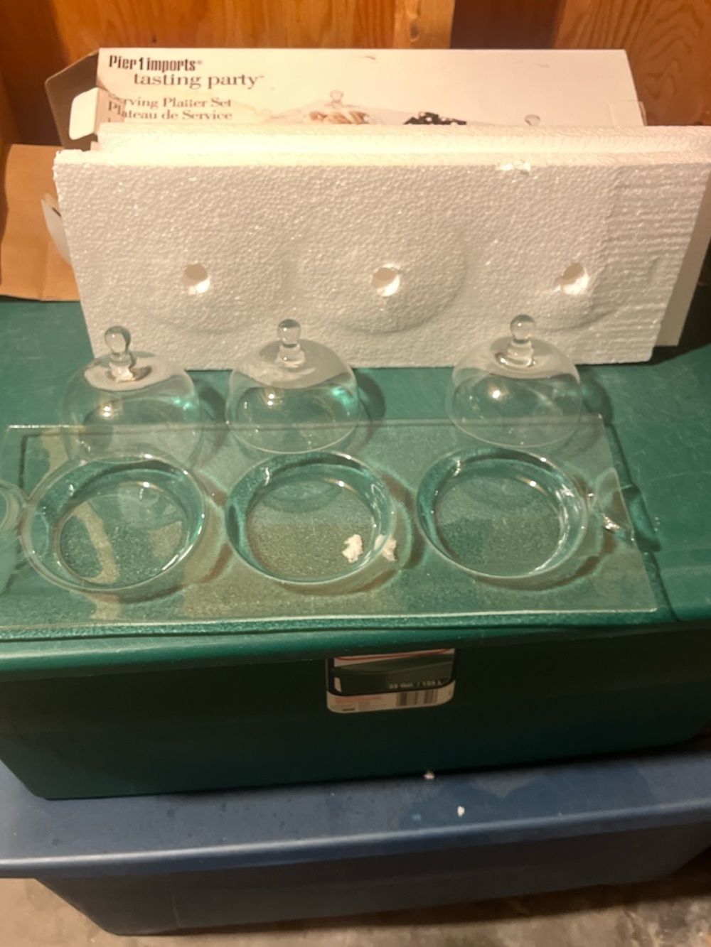 Pier 1 Imports Serving Dish Set 3 Glass Domes & Serving Plate